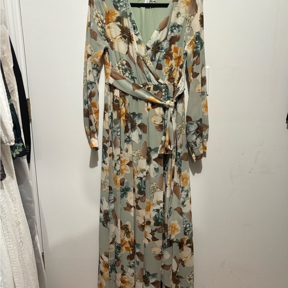 Elegant Floral Long Sleeve Maxi Dress